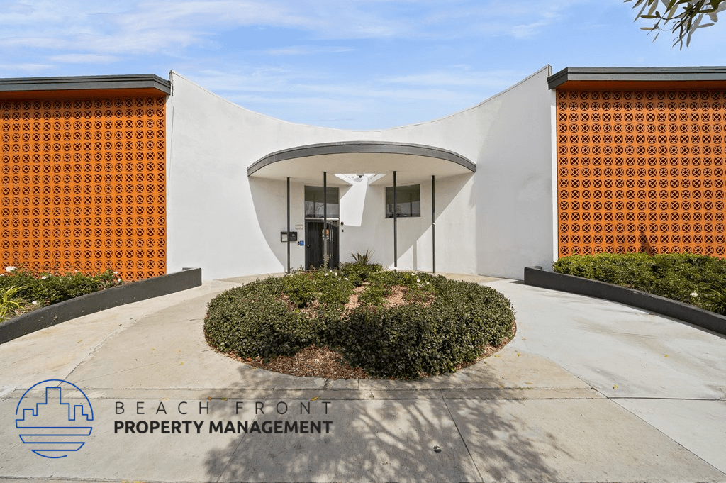 the entrance to the beachfront property management building