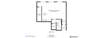 a floor plan of a 1 bedroom floor plan