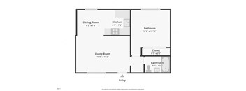 a floor plan of a unit with a bedroom and a living room