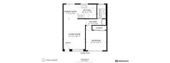 a floor plan of a house with a bedroom and a living room