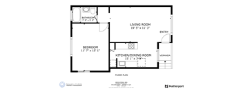 a floor plan of a house with a bedroom and a living room