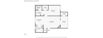 A floor plan of a one bedroom apartment.