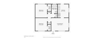 A black and white image of a floor plan for a one bedroom apartment.