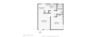 A floor plan of a one bedroom apartment.