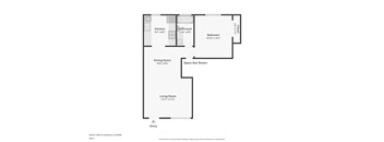 A floor plan of a one bedroom apartment.