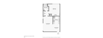 A floor plan of a one bedroom apartment.