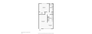 A floor plan of a one bedroom apartment with dimensions.