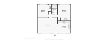 A floor plan of a one bedroom apartment.