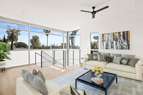 a living room with a couch and a coffee table