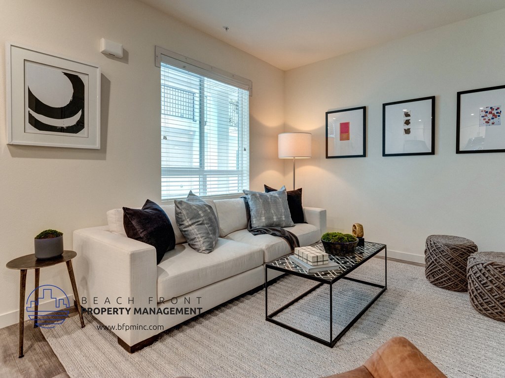 a living room with a couch and a coffee table