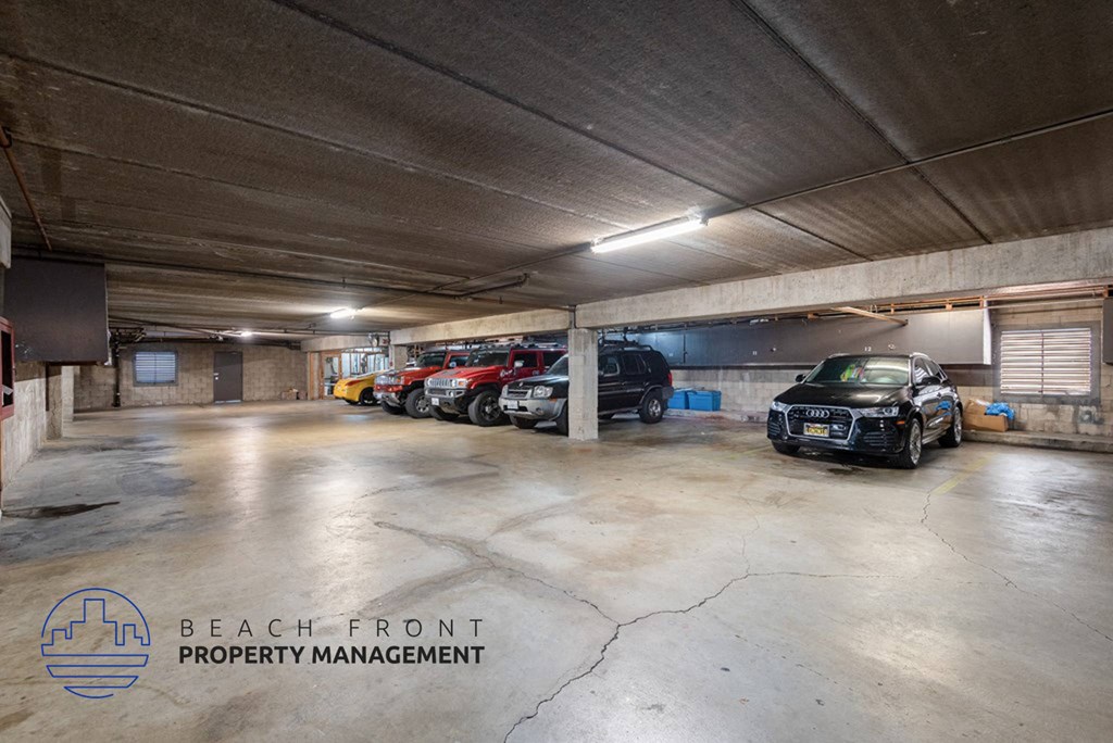 a parking garage with cars in it