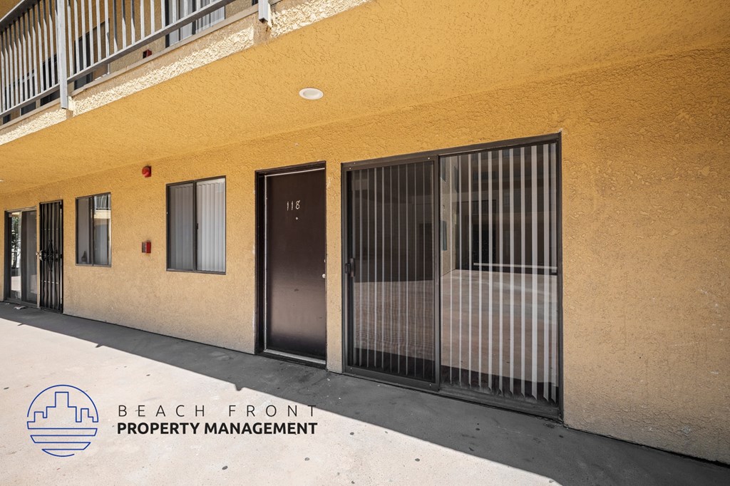 the doors to the building are open to the outside of the building