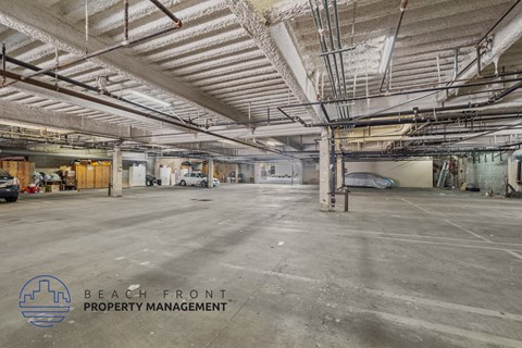a large empty parking lot in a building