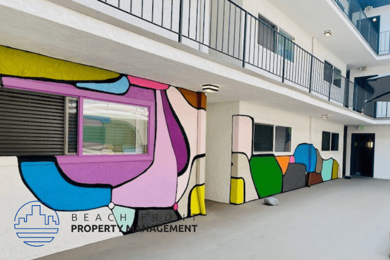 a mural of a train on the side of a building