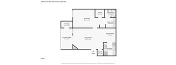 A floor plan of a one bedroom apartment.