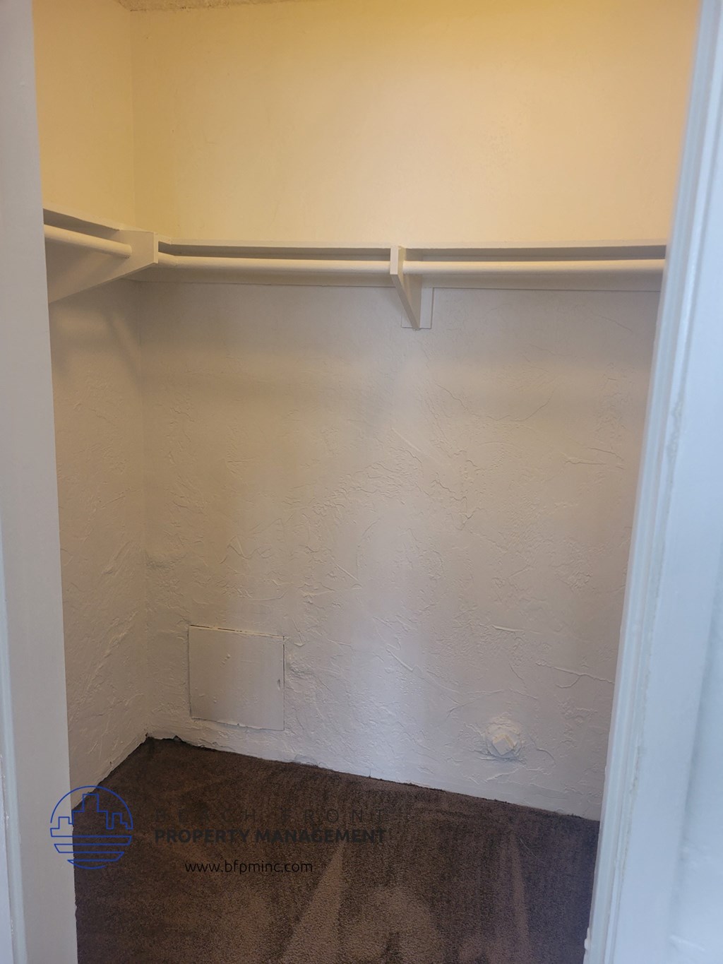 the closet in the bathroom is being remodeled