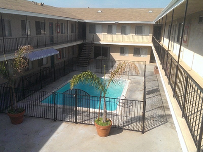 the view of the pool from our balcony