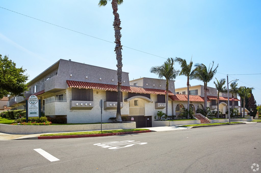 a house with a tall palm tree in front of it