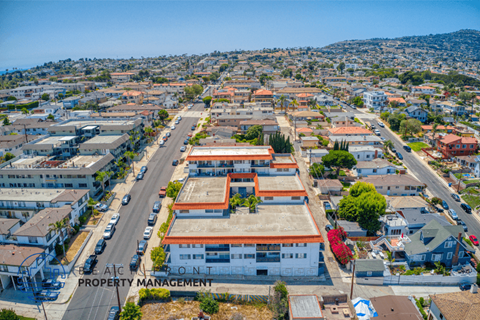 an aerial view of the city