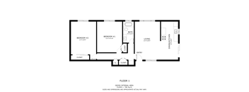 A black and white floor plan of a one bedroom apartment.
