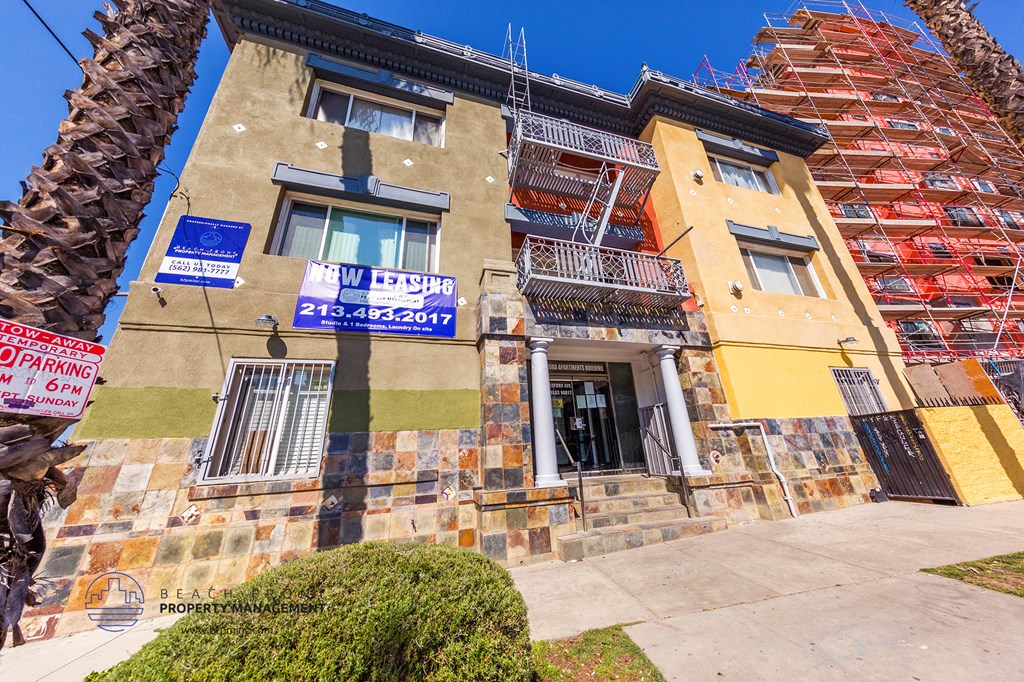 a building with scaffolding on the side of it