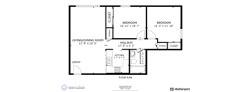 a floor plan of a house with a bedroom and a living room