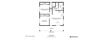 a floor plan of a home with a bedroom and a living room