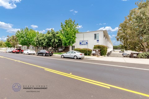 a view of the beachfront promenade from the side of the street
