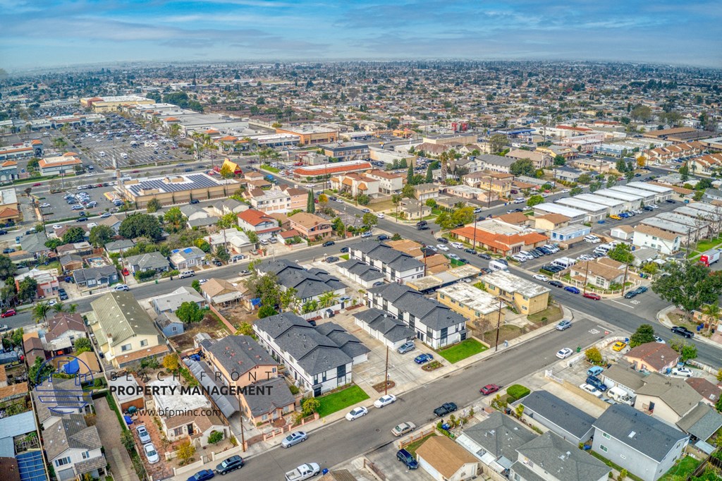 an aerial view of the city