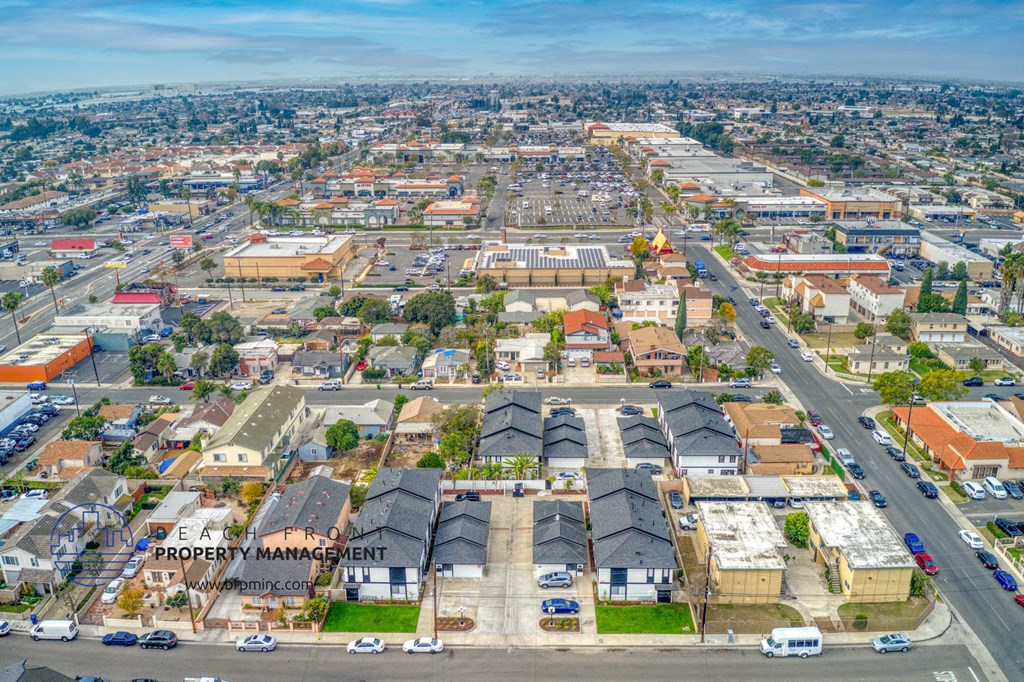 an aerial view of the city