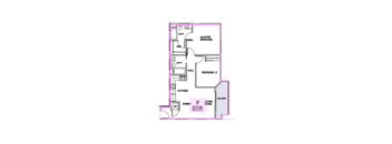 A floor plan of a two bedroom apartment.