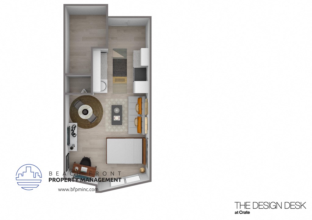 dimensional floor plan for a 1 bedroom apartment