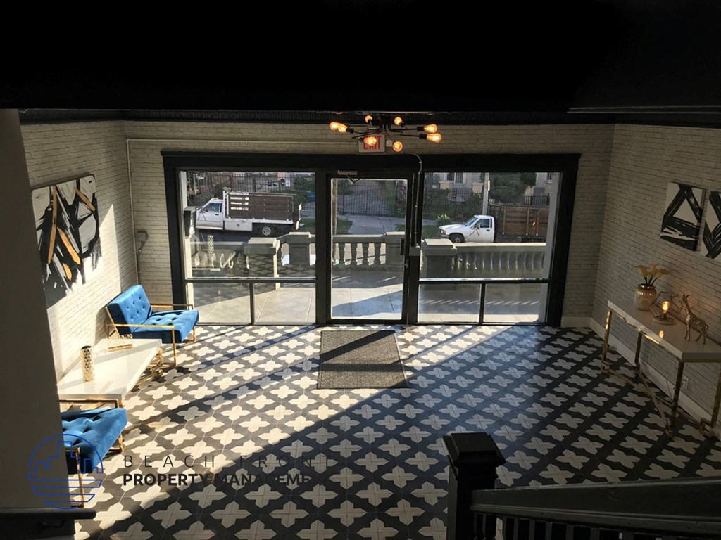 a view of the patio from the living room of a house