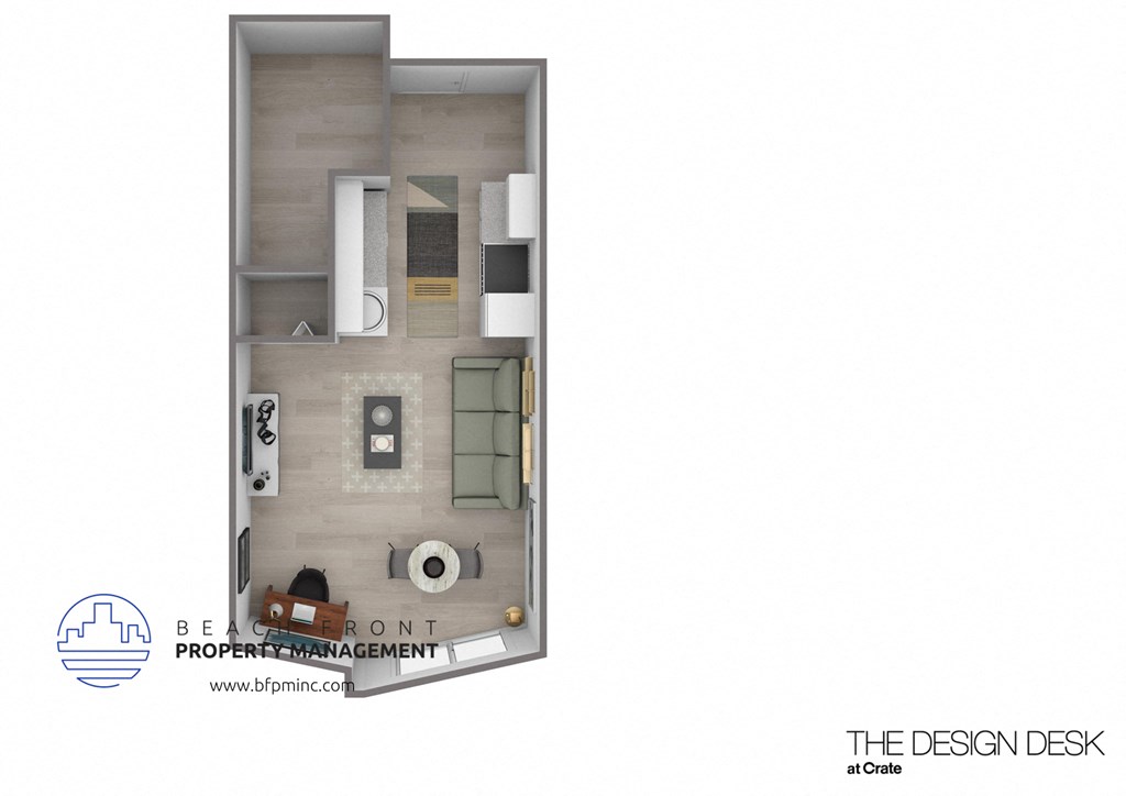 dimensional floor plan for a 1 bedroom apartment