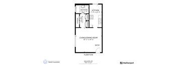 this floor plan is an approximation of a 1 bedroom floor plan