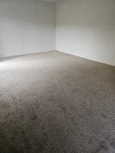 an empty room with a carpeted floor and a white wall