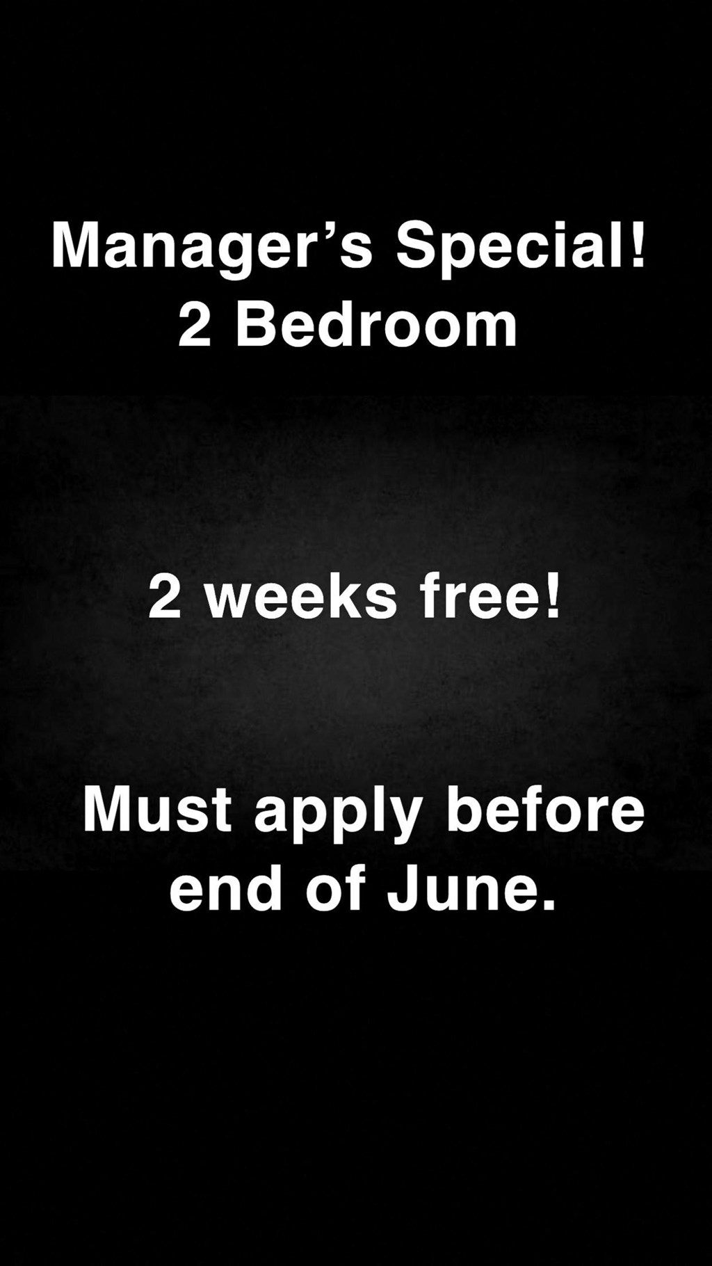 an image of a black background with the text managers special 2 weeks free