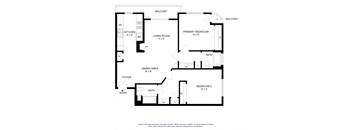 a floor plan of a home with two bedrooms and a living room