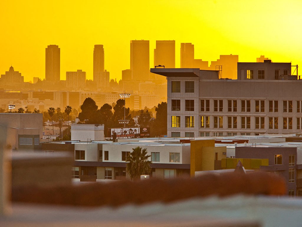 the city at sunset