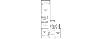 A floor plan of a house with labeled rooms such as