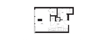 a floor plan of a house with a bedroom and a living room