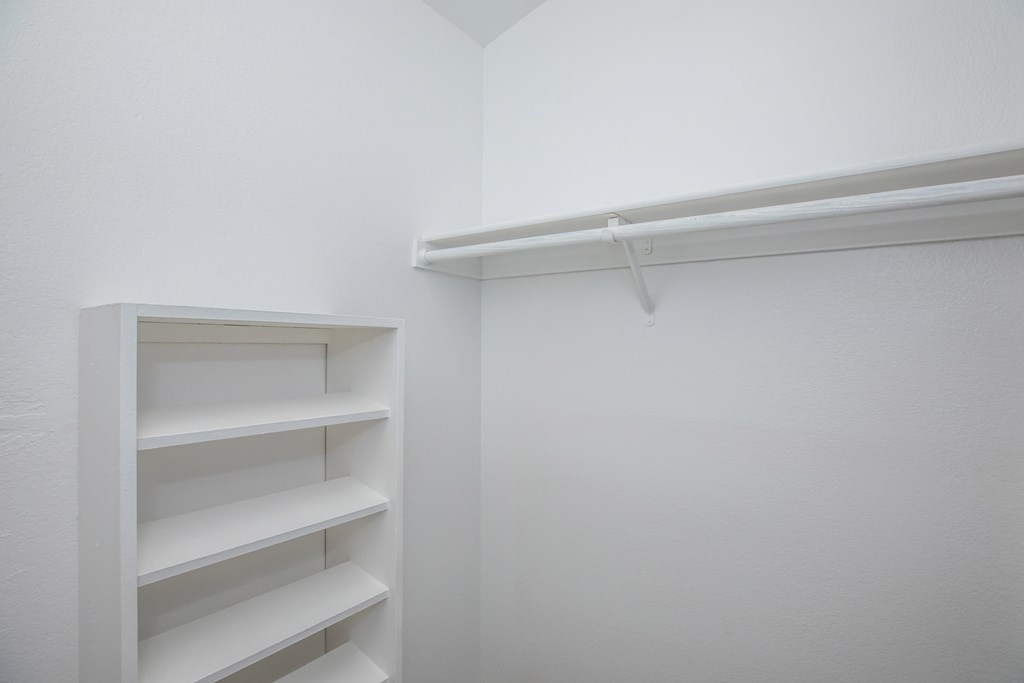 a walk in closet in a 555 waverly unit