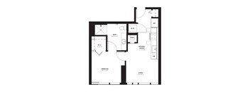a floor plan of a house with a black and white floor plan with a bedroom