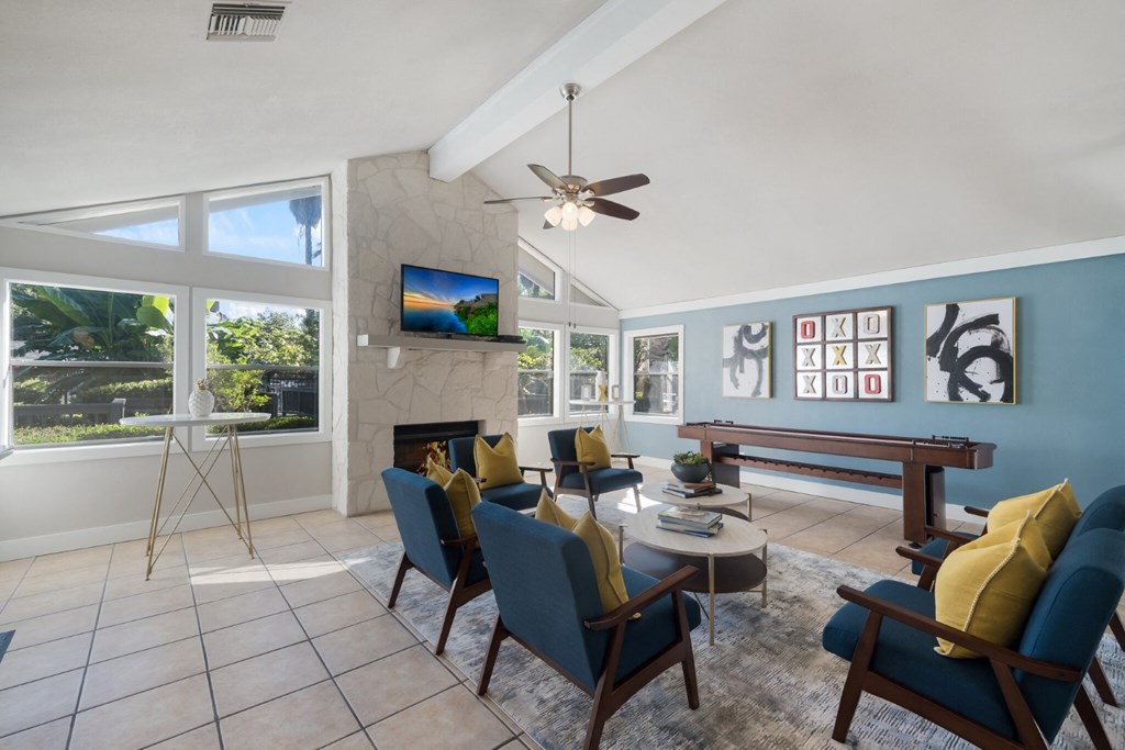 center of the lounge in the leasing office