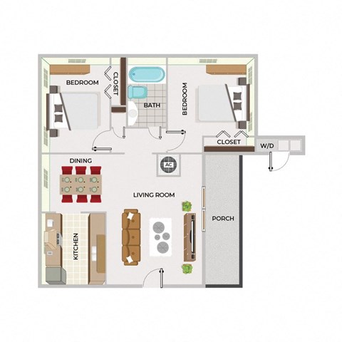 a floor plan of a unit with a bedroom and living room