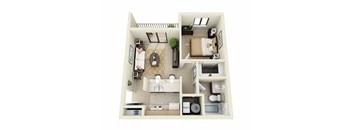 a floor plan of a house with a bedroom and a living room