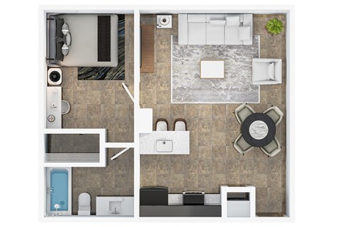 a floor plan of a house with a living room and a dining room