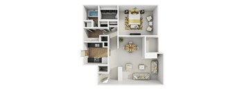 the bungalow floor plan with bedroom and living room