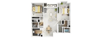 the settlement 404 floor plan  1 bedroom with 2 baths