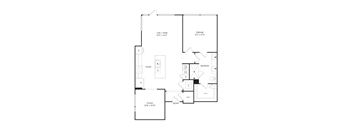 A floor plan of a house with a living room, study, and bathroom.